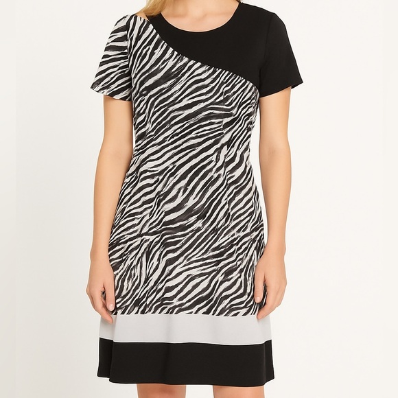 Donna Karan Color Block  Zebra Dress Size 10 - Picture 1 of 5